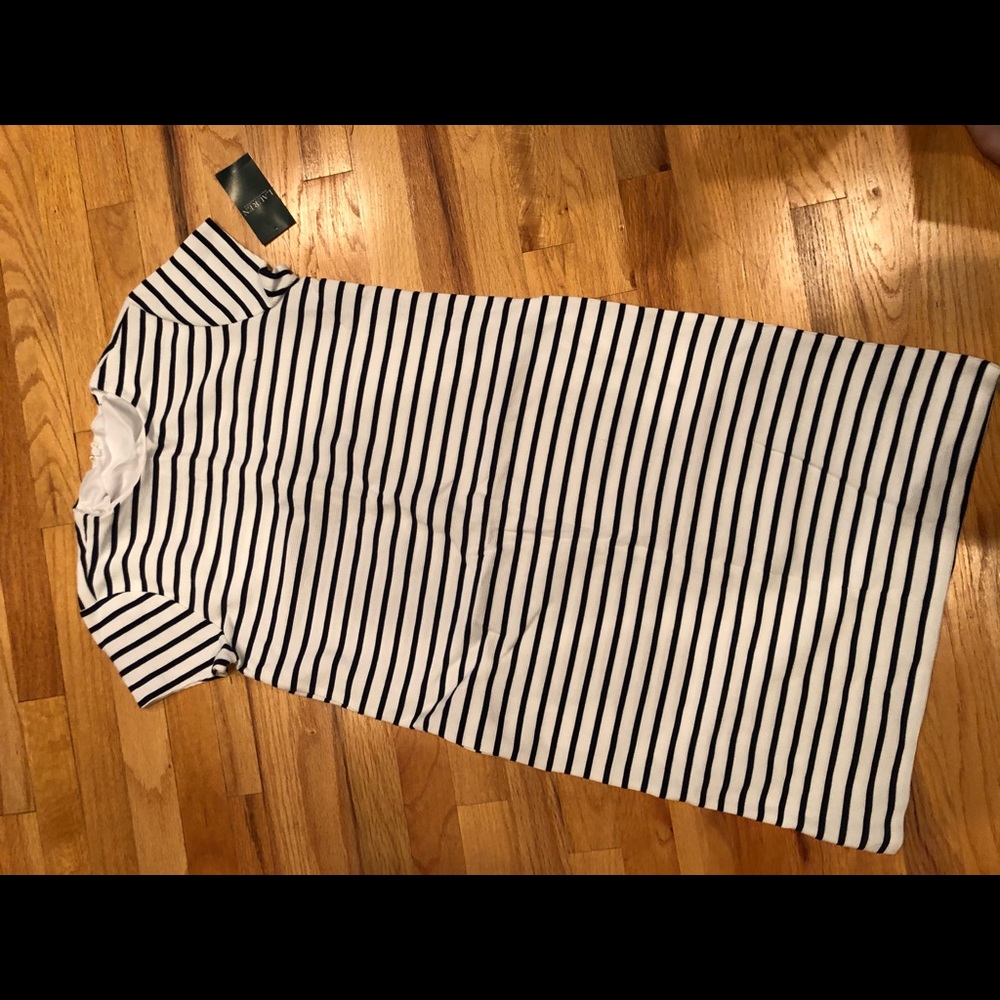 Ralph Lauren Navy Striped Stretch Tee Dress